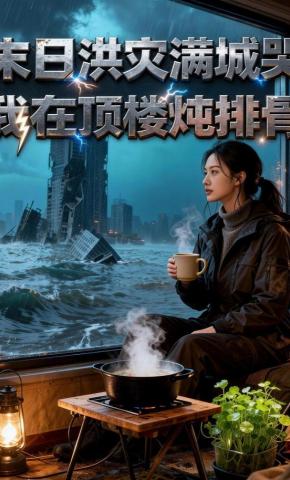 短剧《末日洪灾满城哭，我在顶楼炖排骨》海报