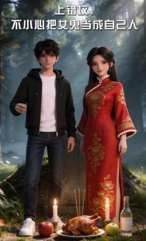 短剧《上错坟，不小心把女鬼当成自己人》海报