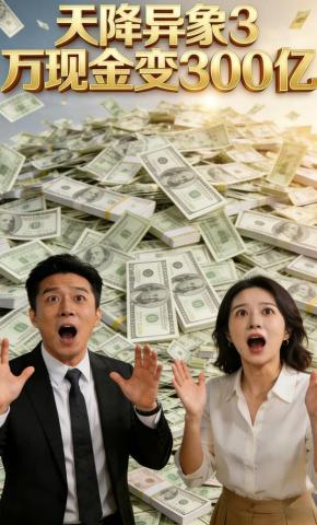 短剧《天降异象：3万现金变300亿》海报