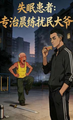 短剧《失眠患者：专治晨练扰民大爷》海报