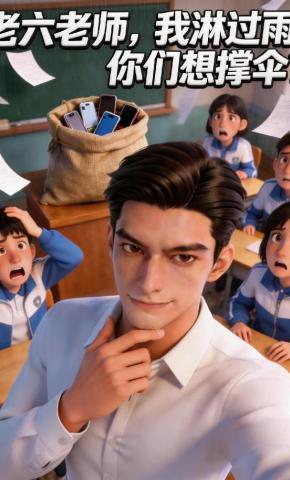 短剧《老六老师，我淋过雨，你们想撑伞？》海报