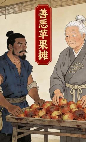 短剧《善恶苹果摊》海报