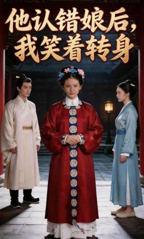 短剧《他认错娘后，我笑着转身》海报
