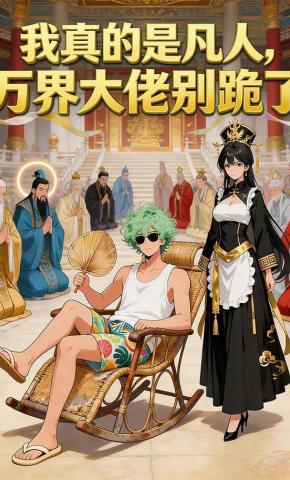短剧《我真的是凡人，万界大佬别跪了》海报