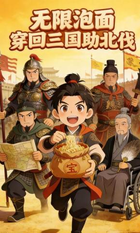 短剧《无限泡面，穿回三国助北伐》海报