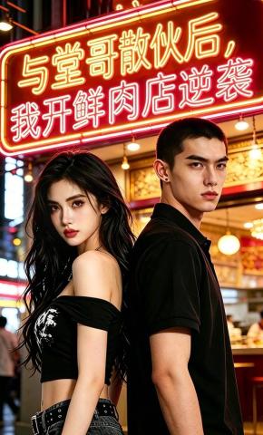 短剧《与堂哥散伙后，我开鲜肉店逆袭》海报