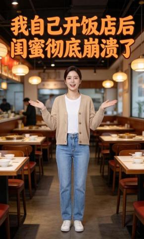 短剧《我自己开饭店后，闺蜜彻底崩溃了》海报