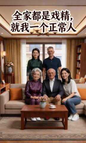 短剧《全家都是戏精，就我一个正常人》海报