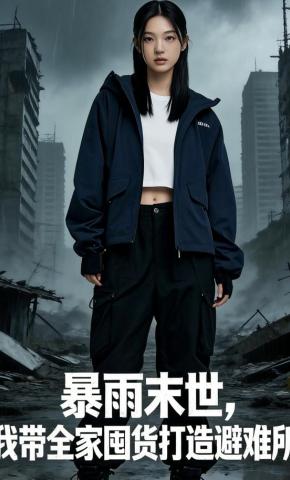 短剧《暴雨末世，我带全家囤货打造避难所》海报