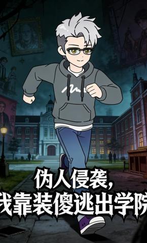 短剧《伪人侵袭，我靠装傻逃出学院》海报