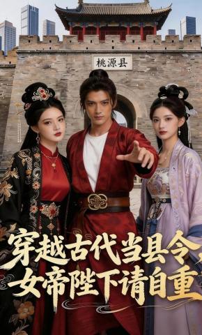 短剧《穿越古代当县令，女帝陛下请自重》海报