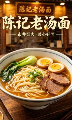 短剧《陈记老汤面》海报