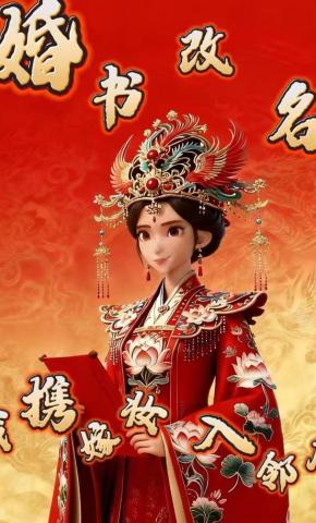 短剧《婚书改名，我携嫁妆入邻府》海报