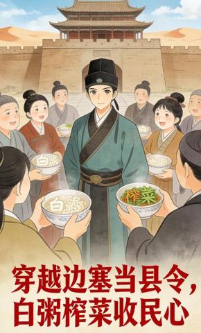 短剧《穿越边塞当县令，白粥榨菜收民心》海报