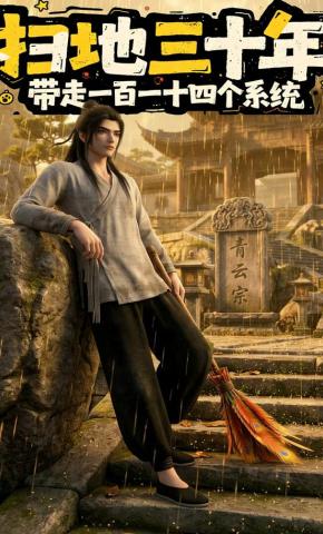 短剧《扫地三十年，带走一百一十四个系统》海报
