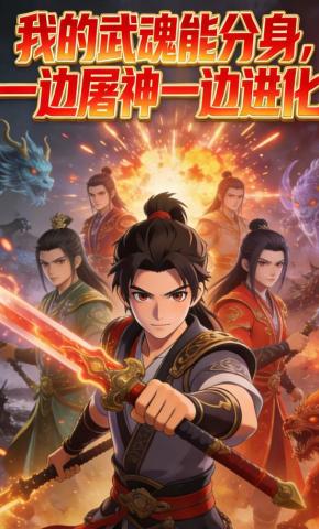 短剧《我的武魂能分身，一边屠神一边进化》海报