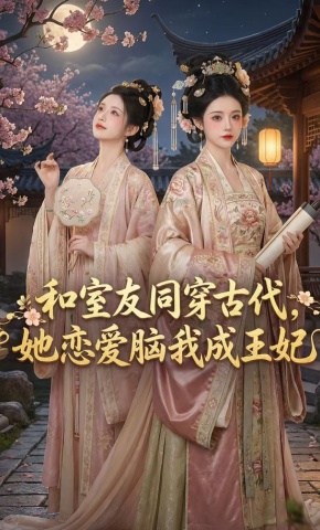 短剧《和室友同穿古代，她恋爱脑我成王妃》海报