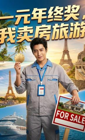 短剧《一元年终奖，我卖房旅游》海报