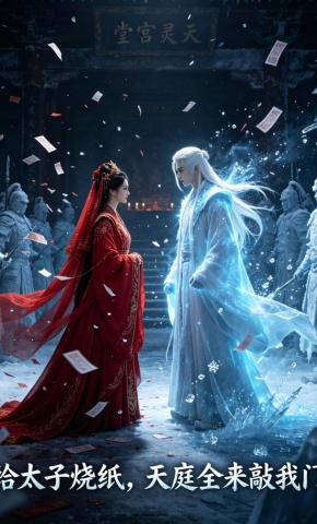 短剧《给太子烧纸，天庭全来敲我门》海报