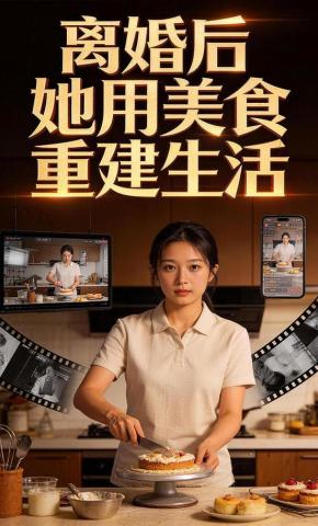 短剧《离婚后，她用美食重建生活》海报