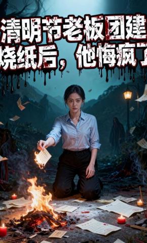 短剧《清明节老板团建烧纸后，他悔疯了》海报