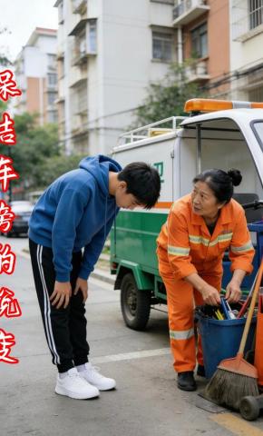 短剧《保洁车旁的蜕变》海报