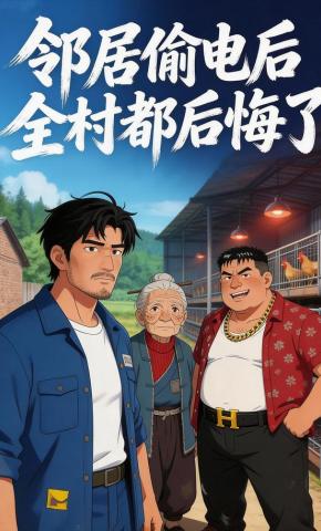 短剧《邻居偷电后，全村都后悔了》海报