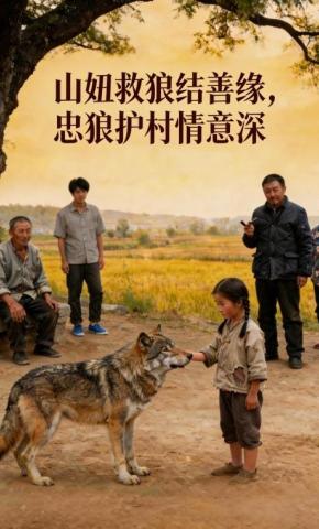 短剧《山妞救狼结善缘，忠狼护村情意深》海报