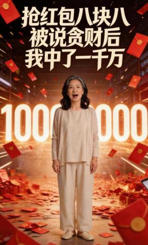 短剧《抢红包八块八被说贪财后我中了一千万》海报