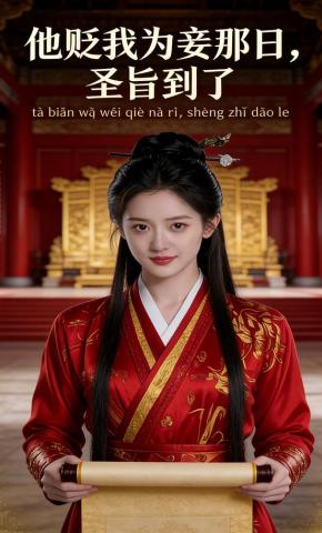 短剧《他贬我为妾那日，圣旨到了》海报