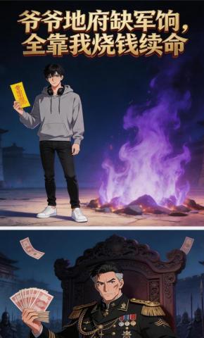 短剧《爷爷地府缺军饷，全靠我烧钱续命》海报