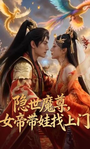 短剧《隐世魔尊，女帝带娃找上门》海报