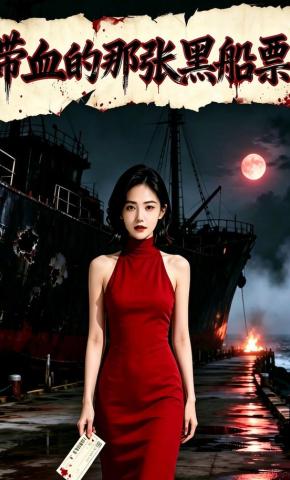 短剧《带血的那张黑船票》海报