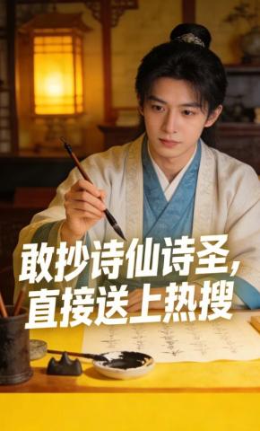 短剧《敢抄诗仙诗圣，直接送上热搜》海报