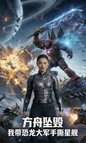 短剧《方舟坠毁，我带恐龙大军手撕星舰》海报