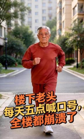 短剧《楼下老头每天五点喊口号，全楼都崩溃了》海报