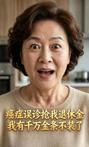 短剧《癌症误诊抢我退休金，我有千万金条不装了》海报