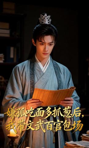 短剧《嫌孤吃面多抓葱后，我带文武百官包场》海报