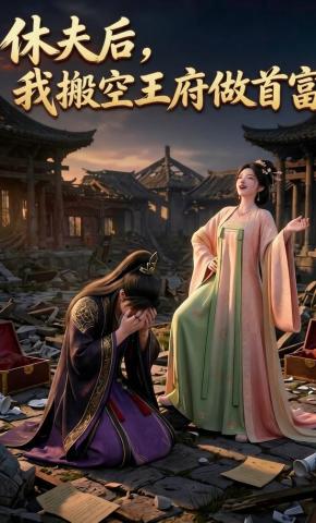 短剧《休夫后，我搬空王府做首富》海报