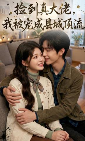 短剧《捡到真大佬，我被宠成县城顶流》海报