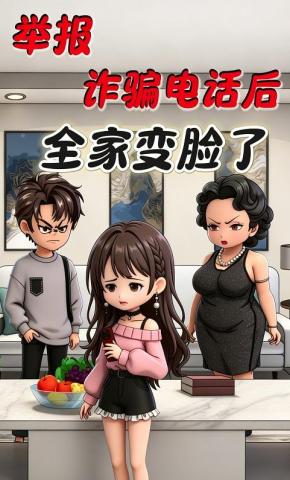 短剧《举报诈骗电话后，全家变脸了》海报