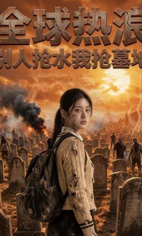 短剧《全球热浪别人抢水我抢墓地》海报