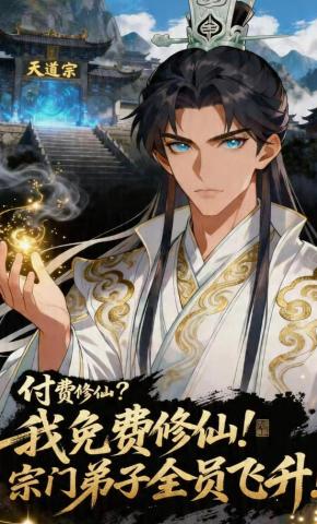 短剧《付费修仙？我免费修仙！宗门弟子全员飞升！》海报