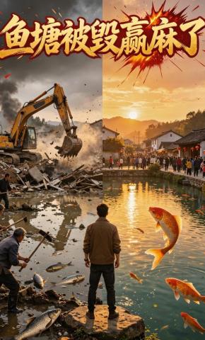 短剧《鱼塘被毁赢麻了》海报