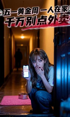 短剧《五一黄金周一人在家，千万别点外卖》海报