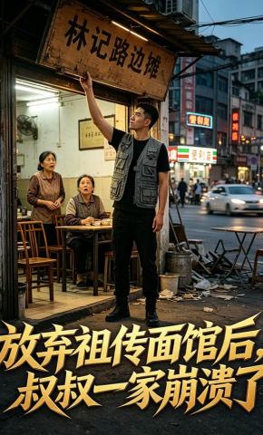 短剧《放弃祖传面馆后，叔叔一家崩溃了》海报