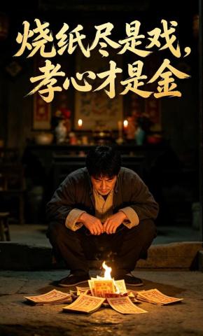 短剧《烧纸尽是戏，孝心才是金》海报