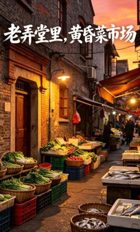 短剧《老弄堂里，黄昏菜市场》海报