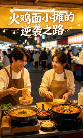 短剧《火鸡面小摊的逆袭之路》海报