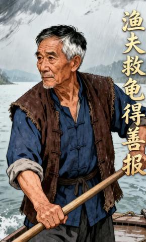 短剧《渔夫救龟得善报》海报